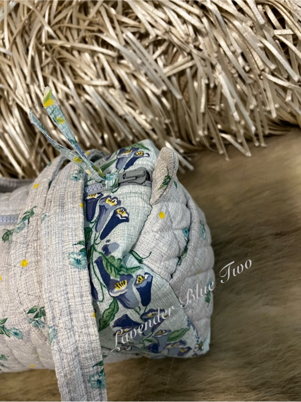 Vintage VERA BRADLEY Watercolor 1st Generation 100 Duffle Pastel Blue Green USA - Picture 3 of 14